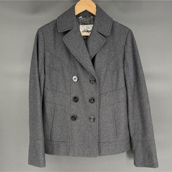 Guess Los Angeles Women's Wool Blend Short Peacoat L Gray Outerwear Old Money - Picture 1 of 10